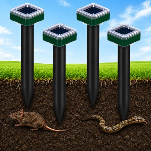 Tirgo Mole Repellent Solar Powered Ultrasonic Snake Repeller for Yard 4 Pcs