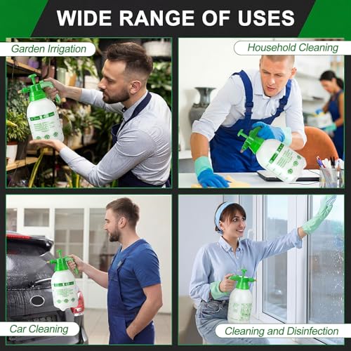 2 Set Handheld Pump Sprayers 0.5 Gallon Water Spray Bottles 2l Garden Plant Pump Sprayers with Adjustable Steel Nozzle Extended Rod for Plant Mist Watering Cleaning Spraying Fertilizing - color: White, size: 2L