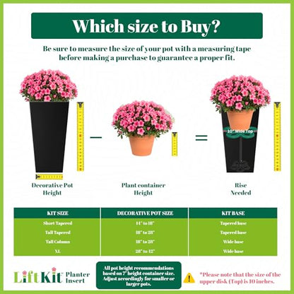 Lift Kit Planter Insert Tall Tapered Plant Riser Fill Bottom of Tall Flower Pots and Large Plant Containers | Indoor and Outdoor (11-17” Rise, 6" Base, 10" Top) - size: Tall Tapered Lift: 11-17” Rise, 6" Base, 10" Top