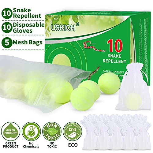 USKICH 10 Pack Snake Away Repellent, Snake Repellent Balls for repelling Snakes Rats and Other Pests, for Yard Lawn Garden Camping Fishing, Natural Plant Formula Pest Insect Control(Recipe Upgrade)… - color: Yellow-snake