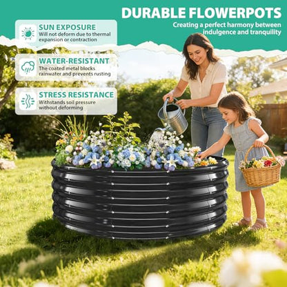 YSEJOMP 17" Tall 48" Diameter Round Raised Garden Bed Kits Outdoor Black - color: Black, size: 48 Dia X 16.5 inches