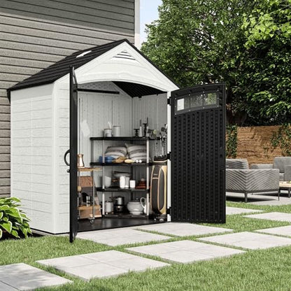 Suncast 7' x 4' Vista Vertical Storage Shed, with Floor, Double Doors