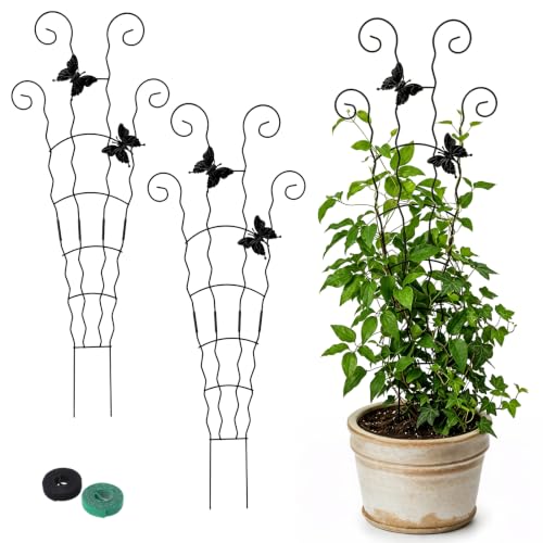 2-Pack 30" Wave Metal Plant Trellis for Climbing Plants Outdoor Support - size: 30inch