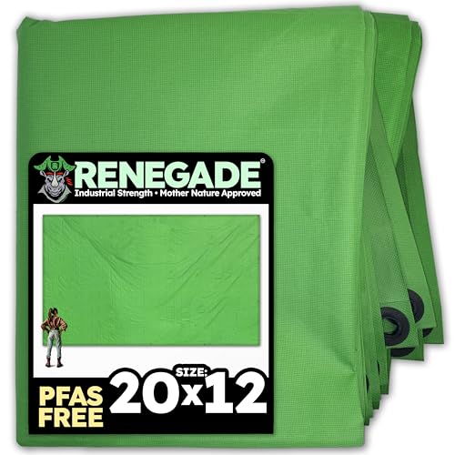 RENEGADE Industrial Tarp 20x12 ft Green – Heavy Duty, Waterproof, UV-Resistant, PFAS-Free – Oversized Tarp for Construction, Landscaping, Farm Equipment & Weather Protection - color: Green, size: 20X12