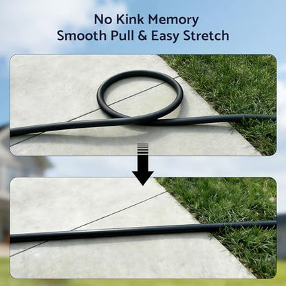 Heavy Duty Garden Hose 75 ft x 5/8", 5-Layer Hybrid Water Hose - color: Black, size: 75ft