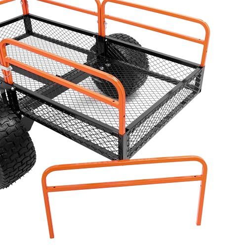 ALMULOO 2 Packages Heavy Duty ATV UTV Trailer Dump Cart 1500LBS Capacity Tow Behind Utility Cart with Removable Sides for Lawn Mower Tractor Garden