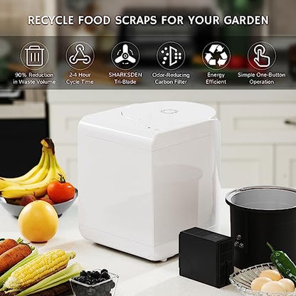 Airthereal R500 Electric Kitchen Composter, 2.5L, Pearl White - color: Pearl White, size: Plastic Cover
