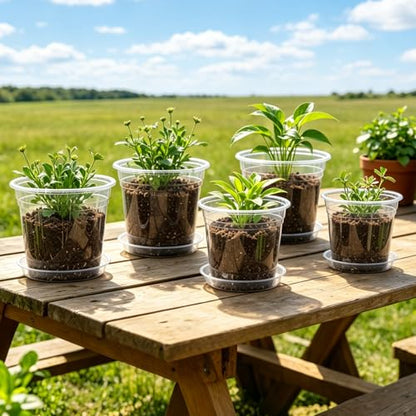4/5/6/7 Inch 20 Pack Clear Plastic Nursery Pots with Drainage and Saucer - size: 4/5/6/7inch 20pack