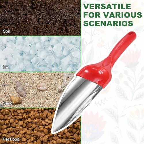 M METERXITY 2-Pack Garden Shovel Trowel Hand Shovels, 30cm/11.81 Inch Stainless Steel Gardening Tools for Digging, Transplanting, Soil Loosening and Planting, Ergonomic Handle [Red] - color: Red