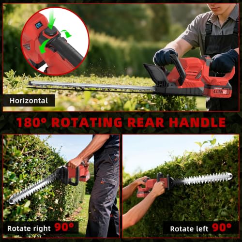21-in 21V Cordless Battery Powered Electric Hedge Trimmer Red - color: Red