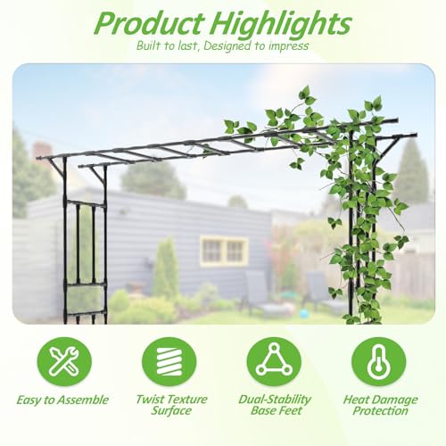 Garden Arch Trellis100.4 L×85.4" H Sturdy & Rustproof Flat Top Garden Arch - size: 100(L)*85(H)*16(W)inch-20MM