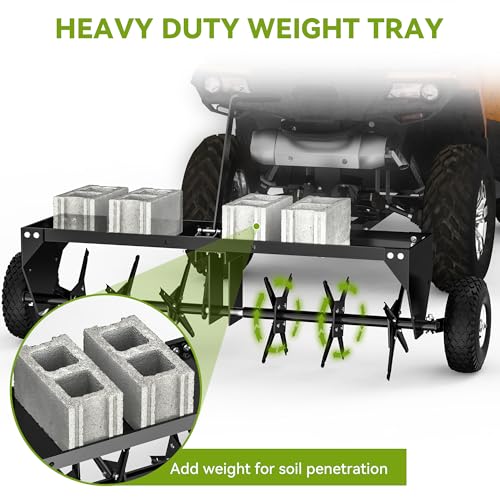 48in Tow Behind Plug Aerator w/32 Galvanized Coring Knives, Universal Hitch