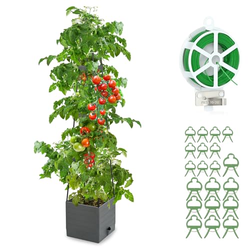 Raised Garden Bed, Planter Boxes with Trellis 58.3'' Tomato Planters for Climbing Vine Vegetables Flowers Plants Self Watering Tomatoes Cage for Outdoor Patio Greenhouse - size: 58.3inch 1 Pack