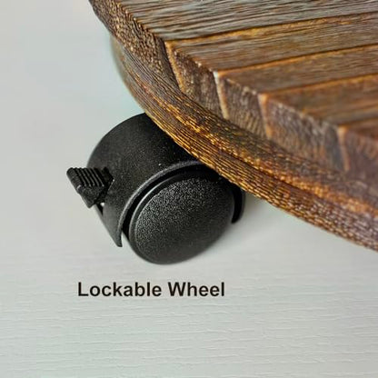 Wood Plant Caddy, Heavy Duty Rolling Planter Dolly With Rotating Casters, Movable Flower Pot Stand, Round Plant Rack With Lockable Wheels,Heavy Objects Hauling (13 Inch) - size: 13 Inch