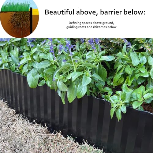 Anleolife Galvanized Steel Landscape Edging Roll, 60FT x 4" Black - color: Black, size: 4 inch× 60 ft