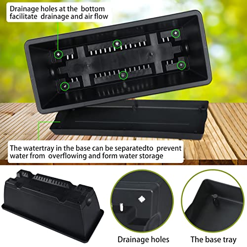 Window Box Planter,10Pack Plastic Vegetable Flower Planters Boxes - color: Black, size: 16.6 x 7 x 5.9 inches