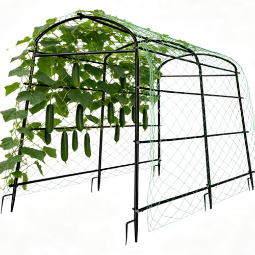 unho 87inch Garden Trellis Arch: for Climbing Plants with Net Metal - size: 47*72*87inch