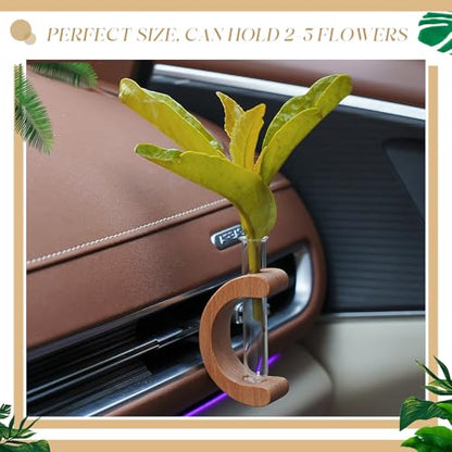 4 Pcs Mini Car Vase Vent Clip Propagation Vase, Light Wood Color - color: Light Wood Color