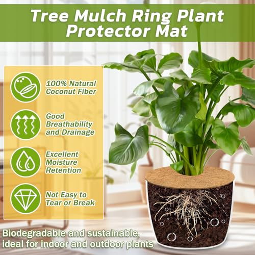 Legigo 20 Pack Coconut Fiber Mulch Ring Tree Plant Protector Mat, 11.8 Inch - color: 20 Pack, size: 11.8 Inch