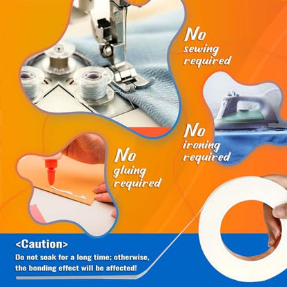 Double-Sided Fabric Tape,Hem Tape No Sew No Iron,1/4"+1/2" (2 Rolls) - size: 1/4inch+1/2inch