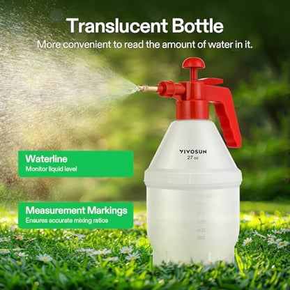 VIVOSUN 27oz Pump Sprayer, Handheld Garden Water Sprayer Bottle - color: Red, size: 27oz