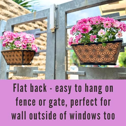 LaLaGreen Black Wall Planter (12 in, 4 Pack) Window Flower Box Holder - size: 12" (30cm) x 4 pack