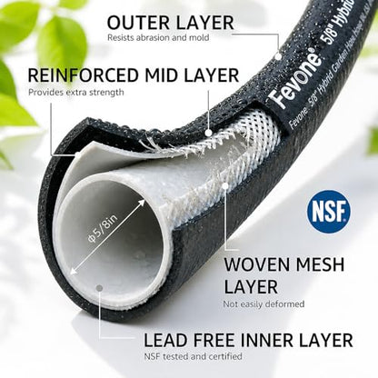 FEVONE Heavy Duty Garden Hose 3 ft, Leader Hose For Hose Reel