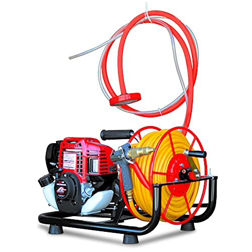1.3HP Skid Sprayer Barrel Mount Only with Honda GX35 100ft Hose and 500 PSI Pump for Pest Control (Skid Sprayer + Pro Gun) - style: Skid Sprayer + Pro Gun