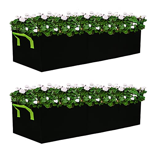 15 Gallon Grow Bags 4 Pack, 3 Compartments Rectangle Raised Planting Bags, 400g Heavy Duty Nonwoven Fabric Planter Pots for Vegetable Tomato Herb Flower Indoor Outdoor Gardening(Black) - color: Black, size: 4pcs 15gallon