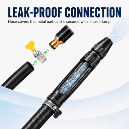 2 Pack High Pressure Hose Nozzle, Home High-Pressure Car Wash Water Gun with Booster Nozzle and Hose, Adjustable Spray Patterns for Car Washing and Outdoor Cleaning