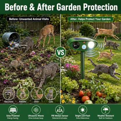 4 Pack Sonic Fortress Pro Deer Repellent Devices for Plants,Cat Repellent Outdoor Motion Sensor Solar Animal Repellent Ultrasonic for Squirrel Rabbit Raccoon Skunk Fox Coyote Deterrent Yard Garden