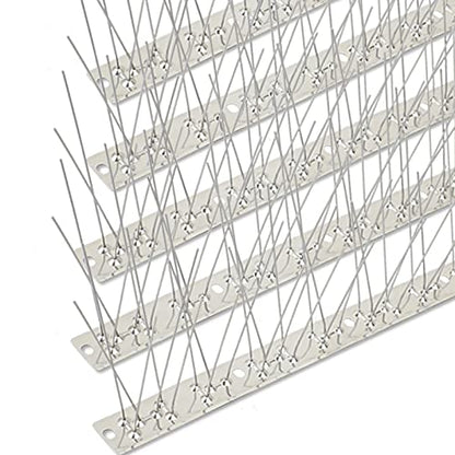 Bird Spikes Stainless Steel 60ft Coverage 56 Pack for Pigeons Small Birds Outdoor Use Bird Prevention Strips for Fence Crows Woodpeckers with 304 Stainless Steel Pins and Base Not Rusty - size: 60 feet (56 pieces)