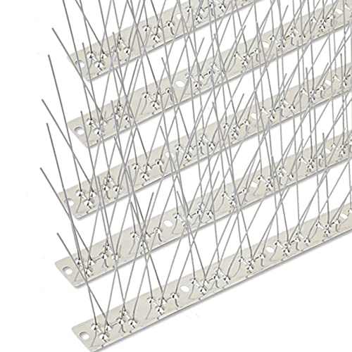 Bird Spikes Stainless Steel 60ft Coverage 56 Pack for Pigeons Small Birds Outdoor Use Bird Prevention Strips for Fence Crows Woodpeckers with 304 Stainless Steel Pins and Base Not Rusty - size: 60 feet (56 pieces)