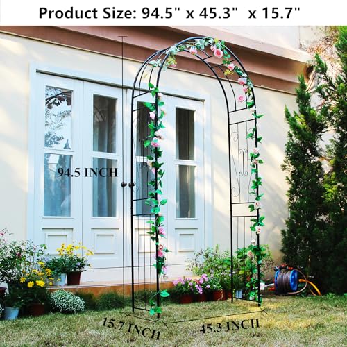 Metal Garden Arch Arbor, 94.5" H x 45.3" W, for Climbing Plants - color: Black Arch-C