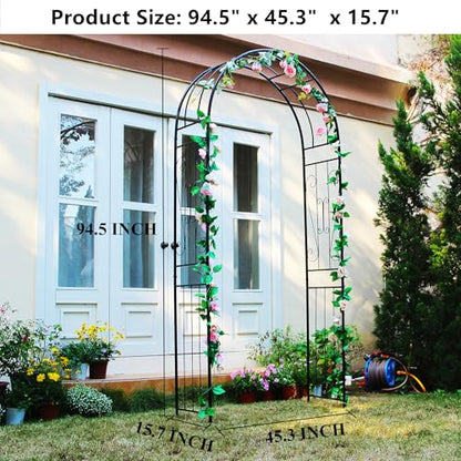 Metal Garden Arch Arbor, 94.5" H x 45.3" W, for Climbing Plants - color: Black Arch-C
