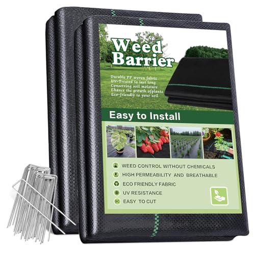3x100FT Weed Barrier Landscape Fabric, 3.2oz Heavy Duty Garden Cloth, Ground Cover for Gardening, Come with 20 U-Shaped Securing Pegs - size: 3FTx100FT
