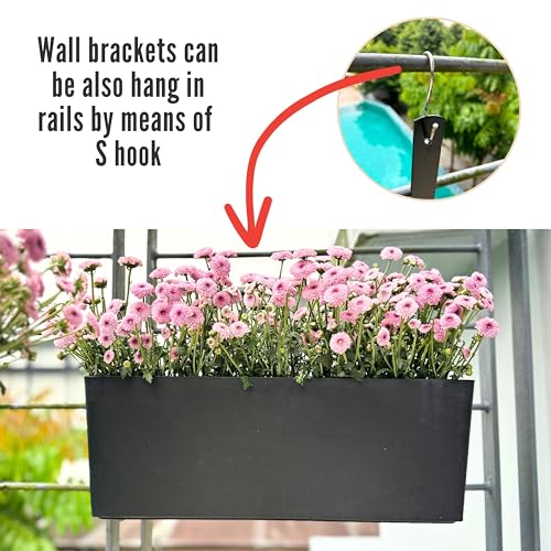 LaLaGreen Wall Planters for Indoor (20in, 2 Pack) Window Planter Boxes - color: Black X 2