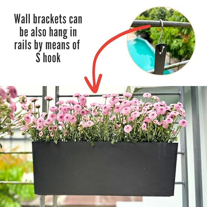 LaLaGreen Wall Planters for Indoor (20in, 2 Pack) Window Planter Boxes - color: Black X 2
