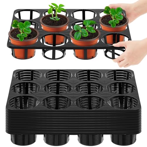 Vercraft 10 Pcs 12 Cell Nursery Planter Trays, for 4 Inch Round Pots