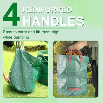 2 Pack Leaf Bags, 53 Gallon Reusable Yard Waste Bags, Heavy Duty Lawn bags Garden Bags for Leaves, Stand-Up Yard Waste Bin with Handles for Grass, Debris and Garbage