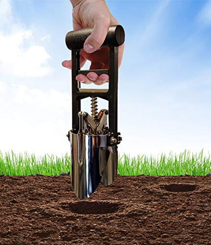Black Bulb Planter Tool for Planting Bulbs - 3 Finger Pull Soil Grabber for Digging/refilling Hole - Soil Cutting Tapered Blade Edges - for Planting Tulips, Daffodils & Others a Like - color: BLACK