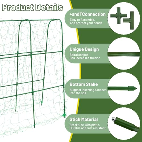 Compact U-Shaped Plant Trellis for Peas, Beans & Light Climbing Plants - Rust-Resistant, Foldable Design, Lightweight Steel, Ideal for Raised Beds & Patio Gardens(31" W x 47" H) - size: 31" W x 47" H - U Frame Trellis