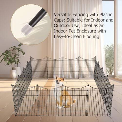 10 Panel No Dig Metal Garden Fence 40"H x 23.6'L Dog Fence Outdoor for Yard - size: 10pc 23.6 ft(L) X 40 in(H)-Concave