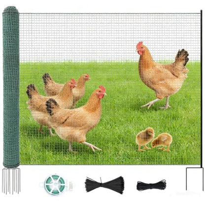 Non Electric Fence Netting 40" x100' Poultry Fence with Double Spiked Post - size: 40in x 100ft