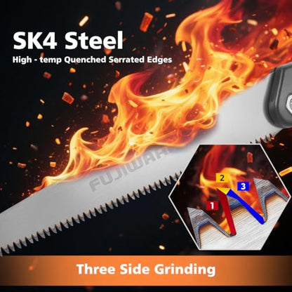 FUJIWARA 10 Inch Folding Pruning Saw - SK4 Steel Blade with 7 TPI and 2 Adjustable Angles for Smooth Cutting, Heavy Duty Hand Saw for Tree Trimming,Camping, Gardening, Bushcraft - size: 10 inch