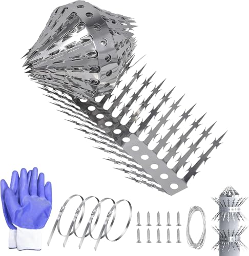 Foneso 304 Stainless Steel Bird Spikes, Anti Climb for Fence & Feeder Poles - size: 80in