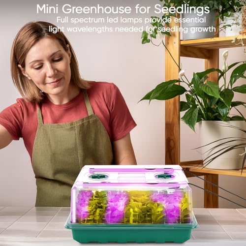 192 Cell Seed Starter Tray with Grow Light, Seed Starter Kit with Adjustable Humidity Dome, Seed Starting Trays Plant Starter Kit for Seeds Growing Starting, Indoor Gardening, Greenhouse - color: With Grow Light