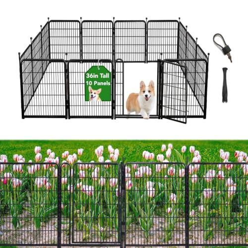 Getlay Garden Fencing 36 inch High, 10 Panels Total 22.1 Ft(L) Dog Fence Outdoor for Yard, Gate 21 inches Wide with Low Sills. Animal Barrier Fence, Fencing for Garden Beds, Rabbit Fences - size: 36''(H)-10panels-22.1ft(L) with gate