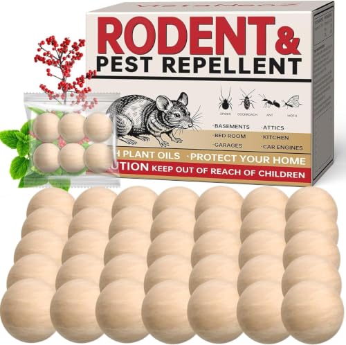 Rodent Repellent 36 Balls, Mouse Repellent for Indoor & Outdoor Use