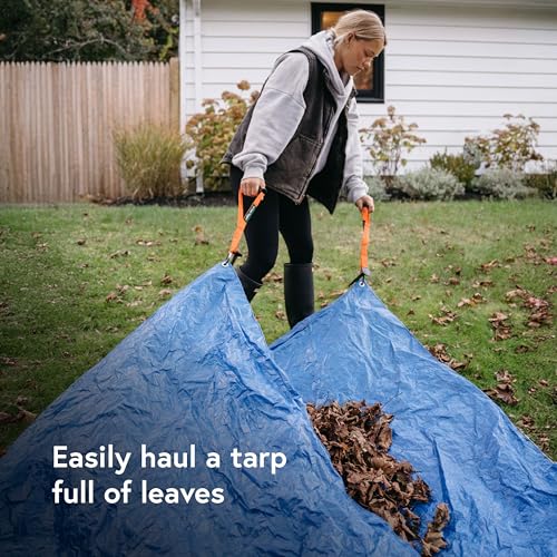 EZ Tarp Tugger - All In One Comfort Grip, Carabineer & Stake – Quick Attach Carabineer Hooks To All Standard Tarps – Stakes Securely In Ground In Windy Conditions - Set of 2 - size: 12 inches x 6 inches